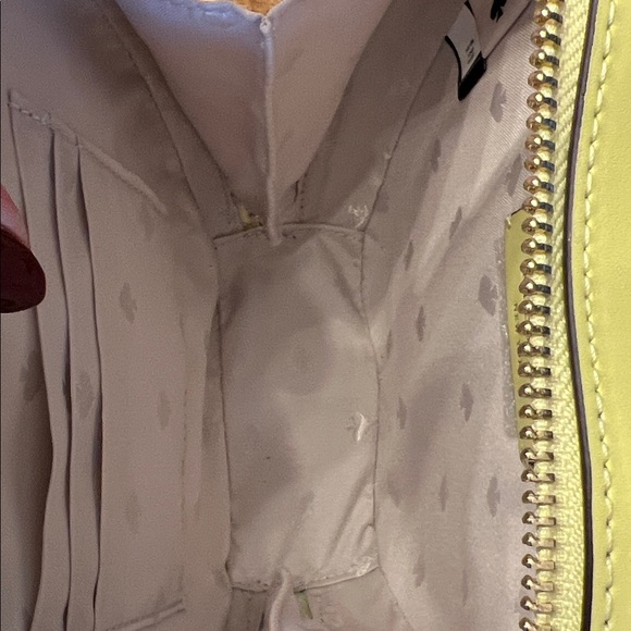 kate spade ♠️ pale yellow quilted heart mini satchel with green leaf 🍃 🍏 - Picture 11 of 14